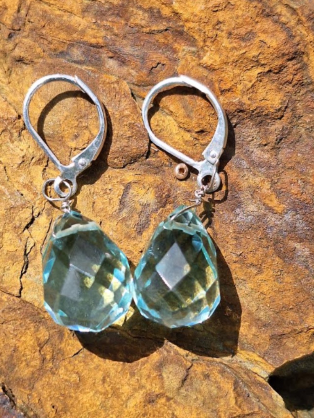 Handmade Praisiolite Briolette Earrings, NWT